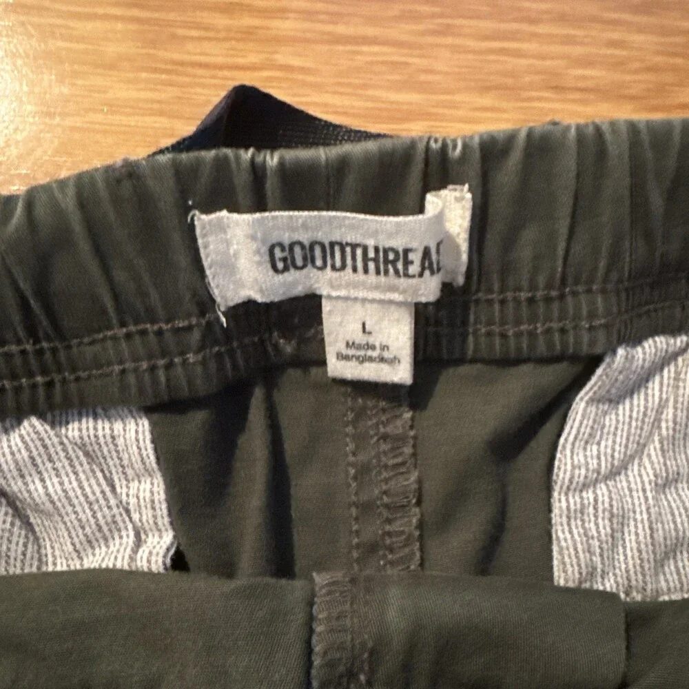 Good Threads Men’s Pull-On Stretch Canvas Short Khaki Green Large
